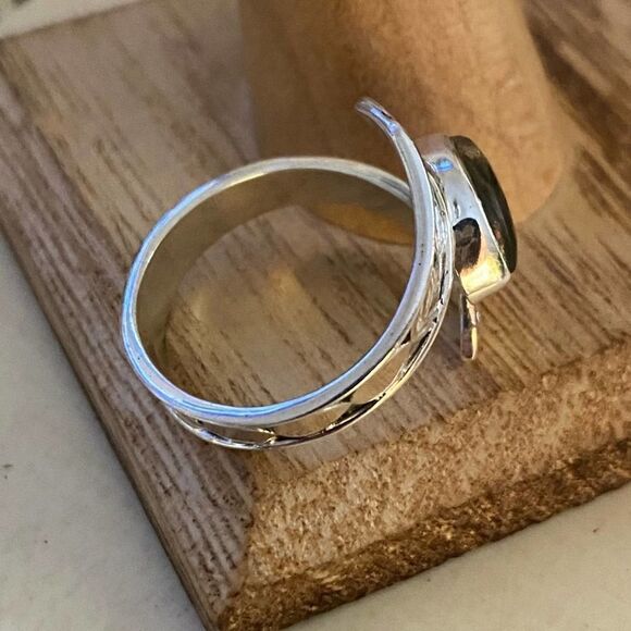 Labradorite Madagascar Solid Sterling Silver Ring Size 8 - Picture 7 of 7